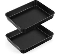 Lot de 2 plaques de cuisson, revêtement antiadhésif, acier inoxydable, 26,5 x 20,6 cm