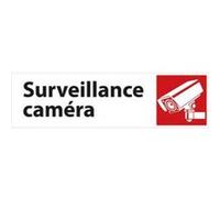 Lot de 2 Plaques de signalisation auto-adhésive aluminium ""Surveillance caméra"" - Dim : L17 x H4,5 x P0,2 cm G