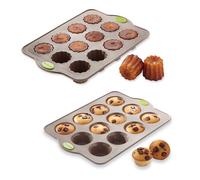 Lot de 2 plaques Rigiflex' : plaque 12 muffins et plaque 12 canelés Mathon
