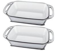 Lot de 2 plat à four avec anses, plat à gratin, moule de cuisson rectangulaire en verre, capacité 2.7 L - Longueur 34.8 x Profondeur 19.8 x Hauteur 6.9 cm -JUANIO- Transparent G