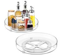 Lot de 2 Plateau Tournant Frigo 360° , Organisateur Rangement et Organisation Cuisine, Tourniquet Epices Acrylique Transparente Nettoyage Facile pour Bouteille, Fruit, Cosmétique, Collations & Boisson