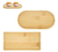 Lot de 2 plateaux bois bambou ovale et rectangulaire