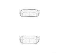 Lot de 2 plateaux de cuisson perforés pour barbecue 42 cm | Fond perforé, flux de chaleur optimal, viande de poisson végétarienne, 42x27x10cm, finition argent