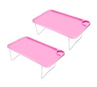 Lot de 2 plateaux de petit-déjeuner réglables - Pieds pliables pour lit et canapé - Plateaux polyvalents pour repas, ordinateurs portables et collations - Idéal pour la maison et le bureau