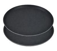 Lot de 2 plateaux de service rond avec surface antidérapante diamètre 45 cm professionel pour bar et restauration couleur noir Noir