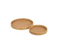 Lot de 2 Plateaux Déco "Rond Rotin" 40cm Naturel Naturel G