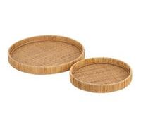 Lot de 2 Plateaux Déco "Rond Rotin" 40cm Naturel Naturel G