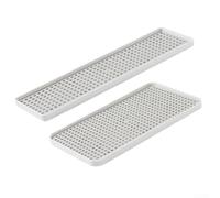 Lot de 2 plateaux d'égouttage en plastique double couche avec égouttoir creux supérieur amovible pour ranger les tasses et les assiettes, plateau inférieur empêche les plans de travail humides (long