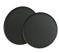 Lot de 2 plateaux ronds en métal - 30 à 35 cm - Noir mat - Pour servir et décorer - Robuste - Plateau décoratif - Plateau de service - Assiette décorative scandinave simple - Décoration d'intérieur