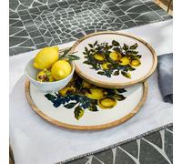 Lot de 2 plateaux Solianne jaune/blanc