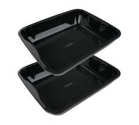 FM Professional 9912650 Lot de 2 plats de four, plat émaillé, plaque cuisson four, plat à gratins, plat à four XXL, plaque four, Acier émaillé, Noir, 40 x 34 x 8 cm