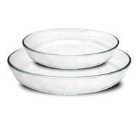 Lot de 2 plats à four moule de cuisson en verre forme oval - Longueur 35 x Profondeur 24 cm / Longueur 26 x Profondeur 18 cm -JUANIO- Transparent G