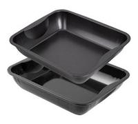 Zenker 9914750 Lot de 2 plats à four XXL rectangles, plat à poulet, Acier, Noir, 40 x 34 x 8 cm