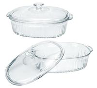 Lot de 2 plats à gratin avec couvercle et poignées, plats à gratin carrés en verre pour four et micro-ondes, plats à gratin en verre transparent sans plomb, plat à rôtir en verre avec couvercle en ver