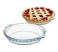 Lot de 2 plats à tarte en verre transparent avec poignées 16,5 cm
