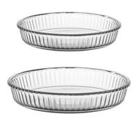 Lot de 2 plats à tartes 26+32 cm - Pasabahce - Transparent / Cristal - Verre Transparent / Cristal G