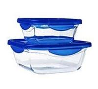 Pyrex Cook & Go Lot de 2 LunchBox carrées 0,8L & 1,9L Verre borosilicate Made in France