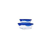 Pyrex Cook & Go Lot de 2 LunchBox carrées 0,8L & 1,9L Verre borosilicate Made in France