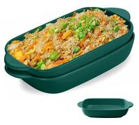 Lot de 2 plats de cuisson en céramique : un plat à lasagnes de 23 x 13 cm et un petit plat de cuisson émaillé multicolore ; plat rectangulaire pour lasagnes, cuisson, plats gastronomiques, résistant à