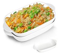 Lot de 2 plats de cuisson : un plat à lasagnes de 23 x 13 cm, un plat rectangulaire en céramique et un petit plat à lasagnes émaillé de couleur, pour la cuisson et les plats gastronomiques, résistant 