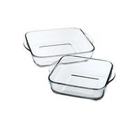 Lot de 2 Plats Culinaires en Verre "Carrées" 28cm Transparent
