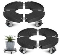 Lot de 2 pnches à roulettes pour pntes extérieur 40 54 cm Charge maximale : 200 kg Pot de fleurs rond Noir