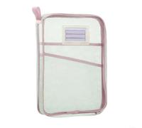 Lot de 2 pochettes transparentes en maille de nylon avec fermeture éclair pour documents A4 avec sangle et étiquette de nom pour l'école, le bureau, les voyages, violet (rose)