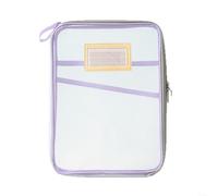 Lot de 2 pochettes transparentes en maille de nylon avec fermeture éclair pour documents A4 avec sangle et étiquette de nom pour l'école, le bureau, les voyages, violet (violet)