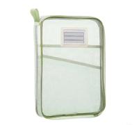 Lot de 2 pochettes transparentes en maille de nylon avec fermeture éclair pour documents A4 avec sangle et étiquette de nom pour l'école, le bureau, les voyages, violet (vert)