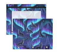 Lot de 2 pochettes transparentes Wolf Aurora | Lot de 2 classeurs avec poches pour rangement de documents, fenêtre en PVC transparent, fermeture éclair sur le dessus