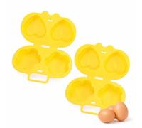 Lot de 2 pocheurs à œufs pour micro-ondes - Jaune | Pocheuse à œufs au micro-ondes avec 2 cavités et couvercle pour œufs pochés, cuits mous ou durs, prêt en quelques minutes