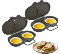 Lot de 2 Pocheuse à Oeufs Micro Onde,Cuiseur Oeuf Micro Ondes pour micro-ondes avec couvercle et poignée, cuiseur à œufs à micro-ondes à chauffe rapide, ustensile de cuisine, antiadhésif，Black