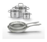Lot de 2 poêles 24/28 cm Elo Relief Passion et 3 faitouts en inox Elo Citrin