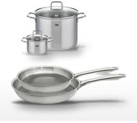 Lot de 2 Poêles 24/28cm et 2 Faitouts 16/26cm Elo Relief Passion