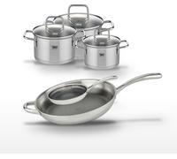 Lot de 2 Poêles 24/32cm et 3 Faitouts 12/14/16cm Elo Relief Evolution