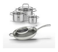 Lot de 2 Poêles 24/32cm et 3 Faitouts 12/16/20cm Elo Relief Evolution Inox