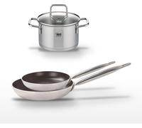 Lot de 2 Poêles 28/32 cm céramique sans PFAS Elo Bistro Line et Faitout en inox 12 cm Elo