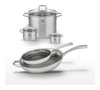 Lot de 2 Poêles 28/32 cm et 3 Faitouts 12/16/26 cm Elo Relief Evolution Inox