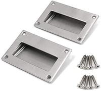 Lot de 2 Poignée Encastrée Acier Inox 128x83mm, Rectangulaire pour Cuisine