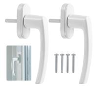 Lot de 2 poignées de fenêtre en acier en plastique, serrure de fenêtre coulissante, poignée de porte de balcon (blanc)