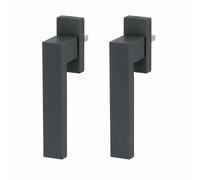 Lot de 2 poignées de fenêtre en aluminium anthracite design Dublin - Revêtu par pulvérisation, RAL 9016, longueur de la tige : 35 mm
