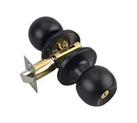 Lot de 2 poignées de porte intérieure sans clé, levier en acier inoxydable, serrure à bouton-poussoir avec déverrouillage, pour chambre à coucher et salle de bain (noir 25-45)