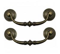Lot de 2 poignées de tiroir antiques, poignée d'armoire 10, 2 cm avec centres trous réglables, poignées vintage en alliage zinc pour porte d'armoire et tiroir commode, bronze antique pcs b