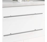 Lot de 2 poignées en acier argenté 500 mm pour meubles, armoire, tiroir, cuisine, salle de bain, bureau, montage moderne et rénovation