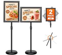 Lot de 2 Porte Affiche A3 sur Pied, Présentoir Réglable - Support Publicitaire & Panneau d’Affichage Extérieur - Base Stable, Cadre Clipsable - Stands de Présentation pour Restaurant, Mariage, Bureau