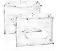 Lot de 2 porte-badges transparents en plastique rigide avec fente pour le pouce