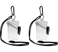 Lot de 2 porte-badges verticaux transparents et étanches avec cordon et porte-clés, badges d'identification et fournitures, étiquettes, fournitures de bureau et d'école