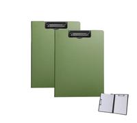 Lot de 2 porte-blocs pliants, porte-blocs étanches pour dossiers, dossiers à clip A4 ou format A3, bloc-notes, organiseur avec deux clips métalliques, support horizontal et vertical - Vert
