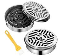 Lot de 2 porte-bobines avec couvercle, porte-zampirone portable en acier inoxydable, porte bobine répulsive, porte encens anti moustique pour maison camping voyage, zampirones moustiques extérieur