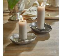 Lot de 2 porte-bougies chauffe-plats Quilvano argenté/noir H/Ø env. 3/14 cm